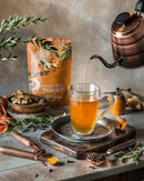 Gardenika Tulsi Turmeric Ginger Tea, Loose Leaf, USDA Organic, Caffeine Free Superfood Blend, 55+ Cups – 4 Oz (113g) -