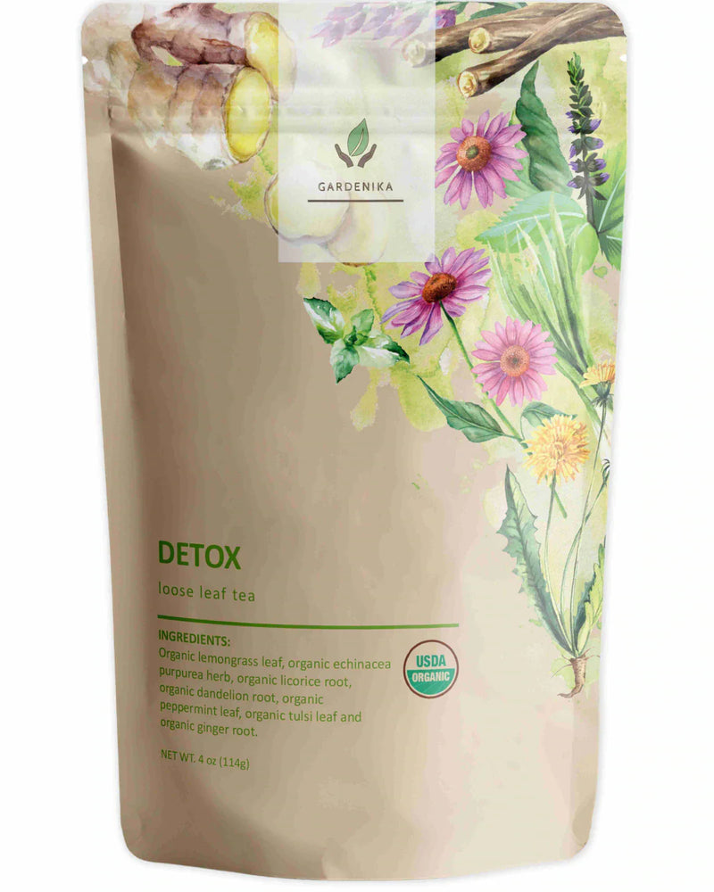 Gardenika Detox Loose Leaf Herbal Tea, USDA Organic, Caffeine Free - 4 oz (114g) - 