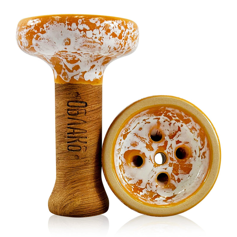 Oblako Black Glaze Hookah Shisha Bowl - Orange-White Marble