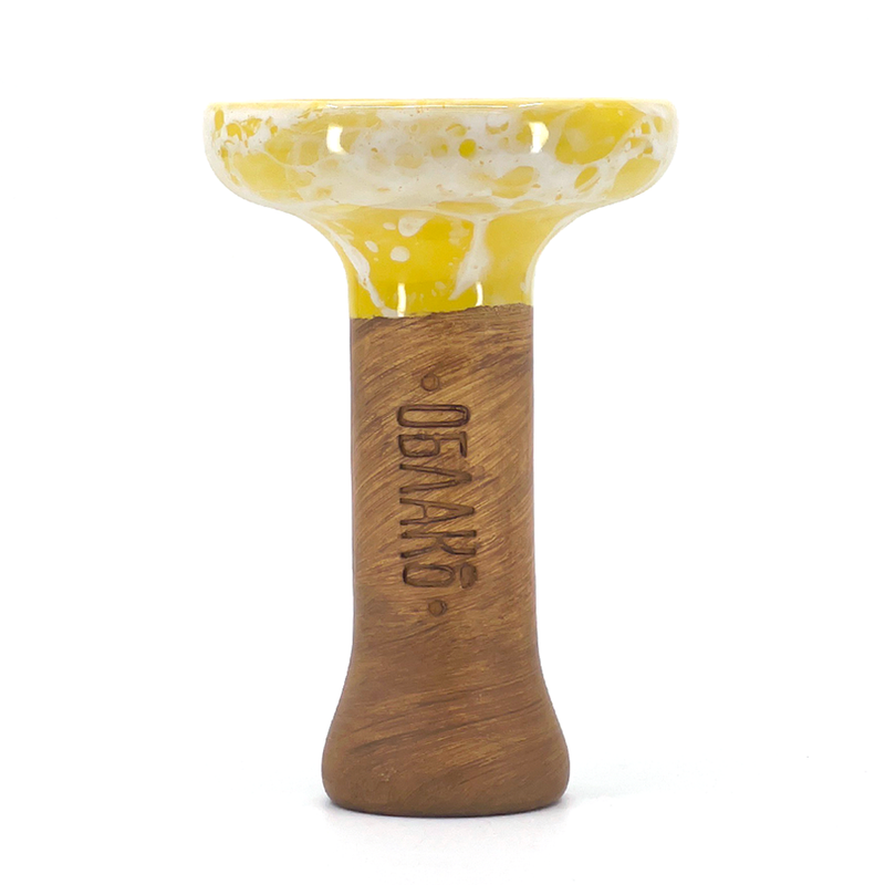 Oblako Phunnel L Glaze Hookah Shisha Bowl - Marble Yellow/White