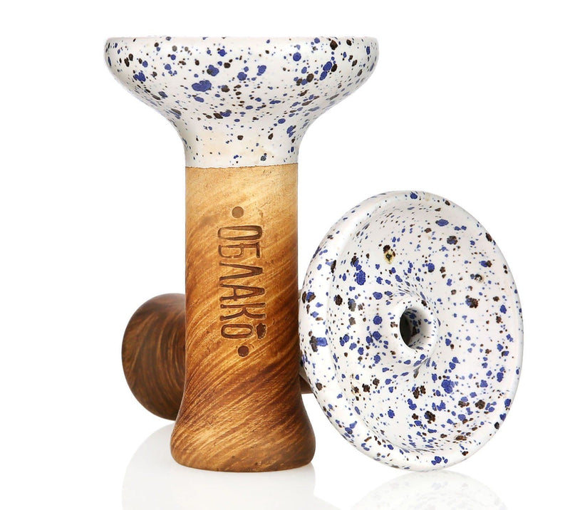 Oblako Phunnel M Glaze Hookah Shisha Bowl - White with blue dots