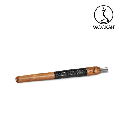 WOOKAH Wooden Mouthpiece OAK Leather - Black Leather