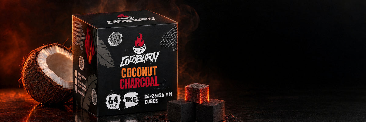 Cocoburn natural coconut hookah coals 1 kg box with coconut charcoal cubes