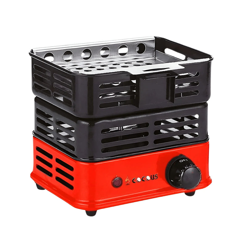 CocoUs Hookah Coal Charcoal Burner 1000W Party Size - Red